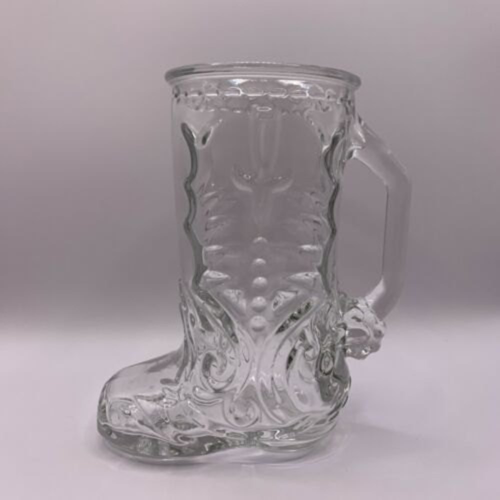 Vintage Libbey of Canada Boot Clear Glass Beer Mug Cowboy Cup Vtg